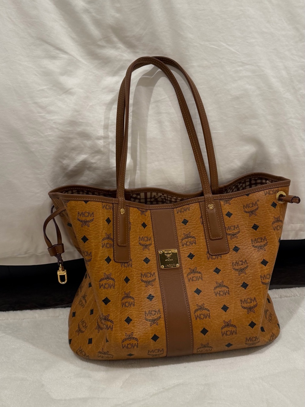 MCM Cognac Visetos Monogrammed Tote